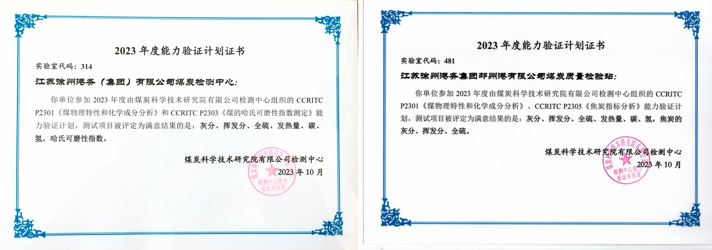 徐港集團(tuán)兩家煤炭檢測(cè)單位順利通過2023年度國(guó)家能力驗(yàn)證
